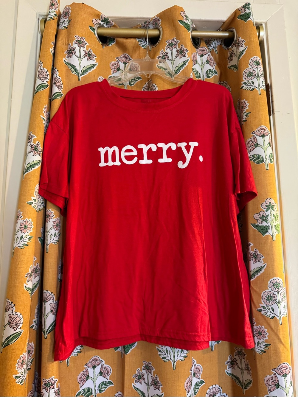 SHEIN Red 'merry.' Short Sleeve Tee